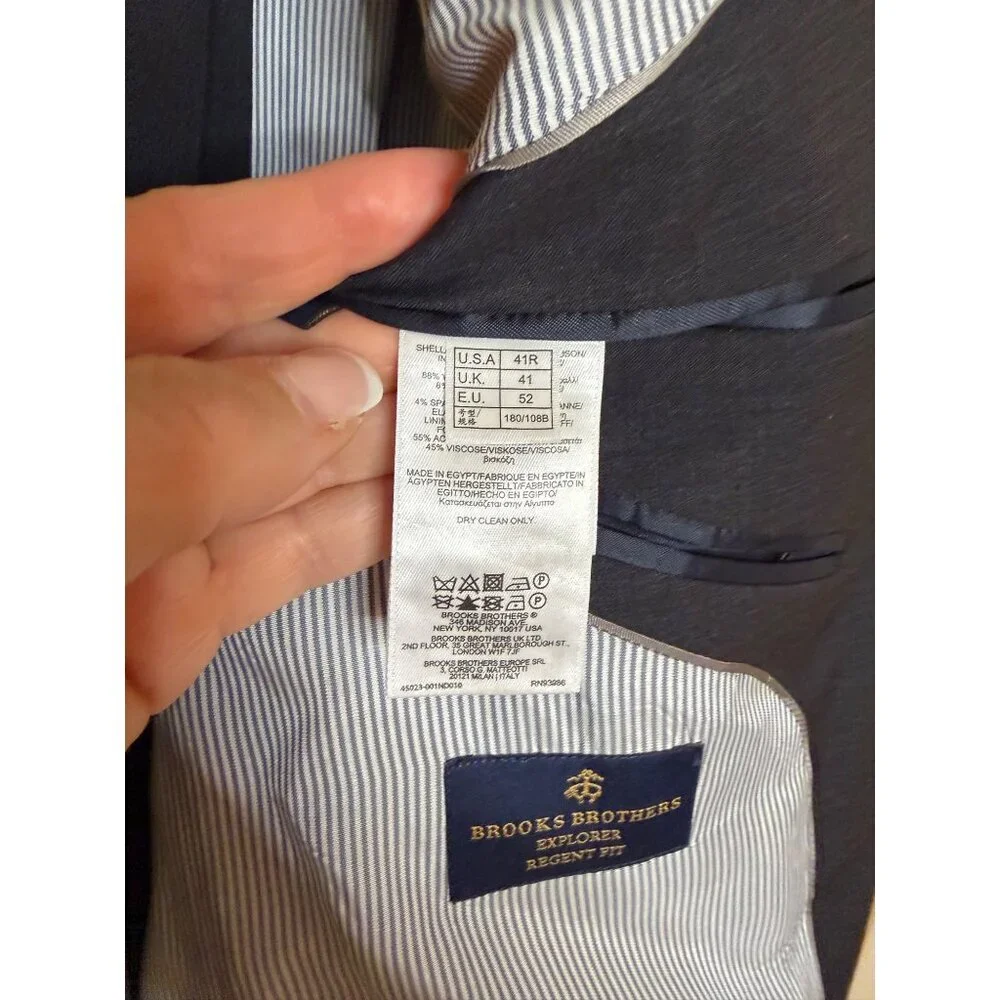Brooks Brothers Mens Two-piece Suit Size 41 Gray Flat Front Notch Wool Blend